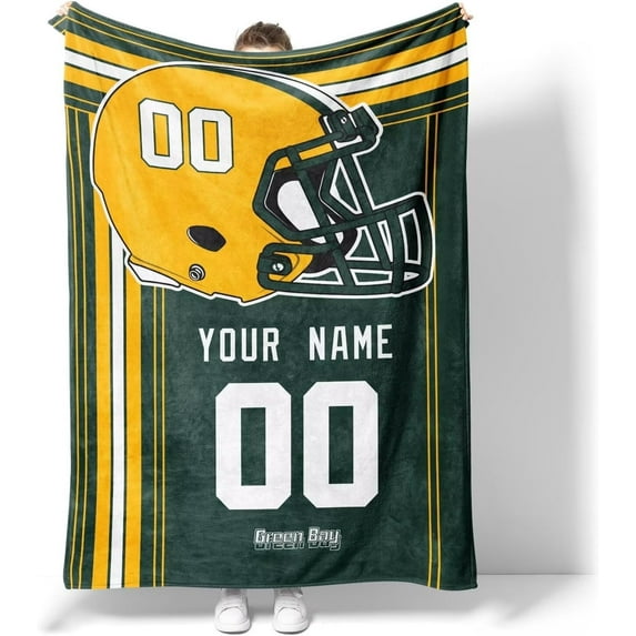 Green Bay Blanket Gifts for Men Women Boy Throw Blanket Custom Name and Number