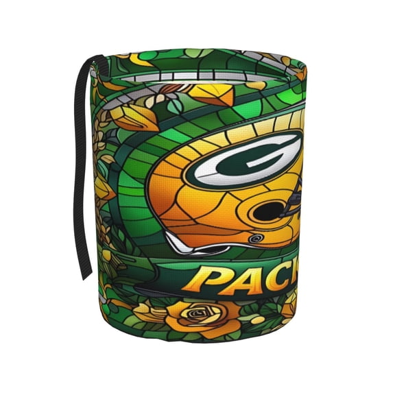 Green_Bay Car Trash Can, Football Fan Customized Vertical Car Trash Can, Foldable Storage Box, Waterproof Car Accessories, Suitable For Suv, Truck, Rv