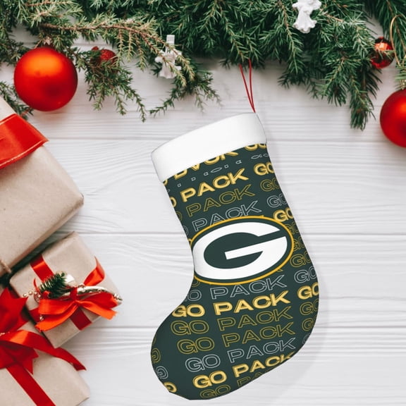 Green_Bay Christmas decorative stockings, American football team personalized Christmas stockings, suitable for fireplace Christmas decorations, holiday party decorations, party gift stockings