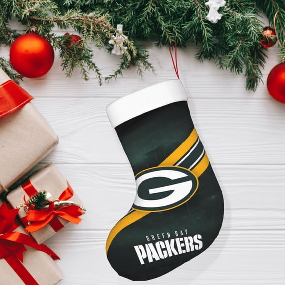 Green_Bay Christmas decorative stockings, American football team personalized Christmas stockings, suitable for fireplace Christmas decorations, holiday party decorations, party gift stockings