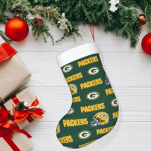 Green_Bay Christmas decorative stockings, American football team personalized Christmas stockings, suitable for fireplace Christmas decorations, holiday party decorations, party gift stockings