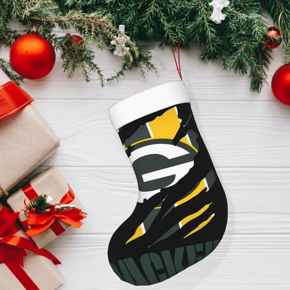 Green_Bay Christmas decorative stockings, American football team personalized Christmas stockings, suitable for fireplace Christmas decorations, holiday party decorations, party gift stockings