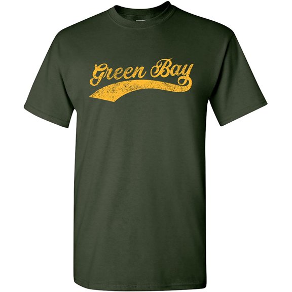 Green Bay City Baseball Script Basic Cotton T-Shirt - 3X-Large - Forest