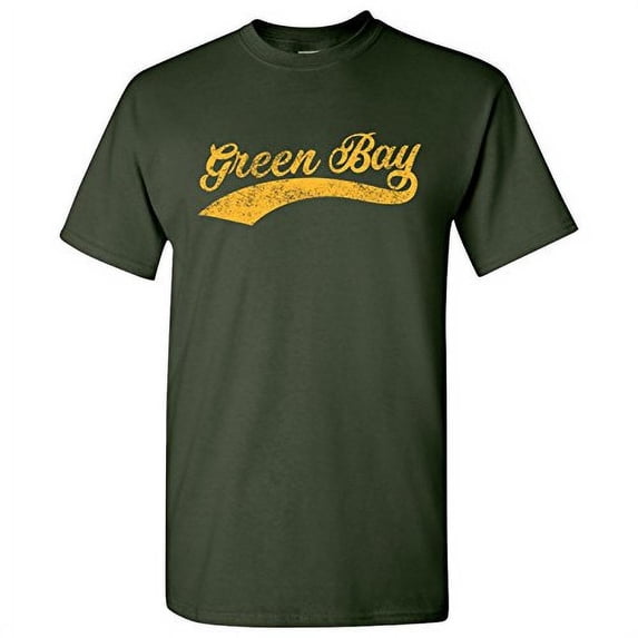 Green Bay City Baseball Script Basic Cotton T-Shirt - X-Large - Forest