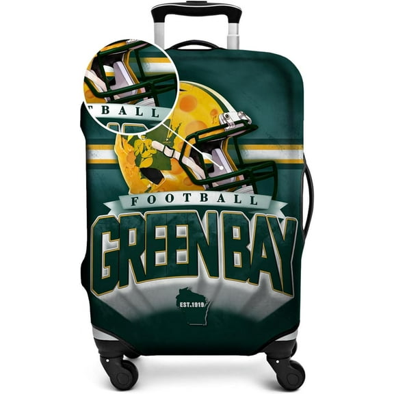 Green Bay City Luggage Cover, Football Team Suitcase Cover for Luggage Protector Cover for Travel Business Vacation Fits 25-28 Inch Luggage