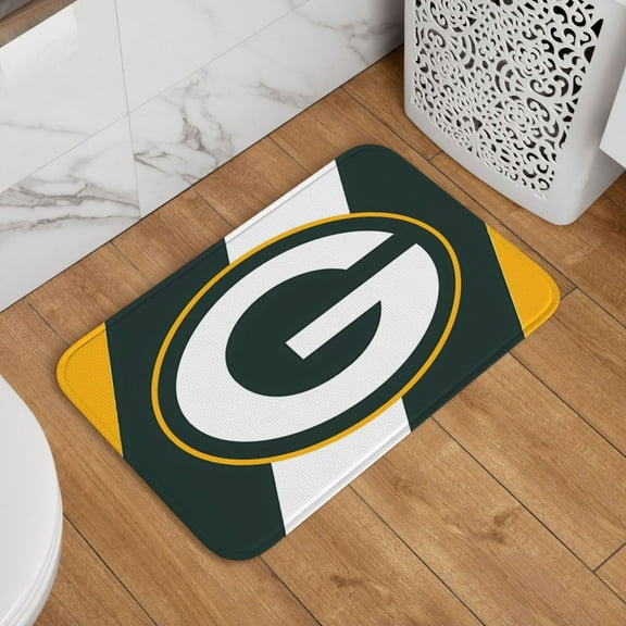 Green_Bay Crystal Velvet Lock Edge Floor Mat 40" x 60", Football Team Themed Entryway Floor Mat, Kitchen and Living Room Floor Mat for Home Decor Area Rug