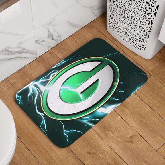 Green_Bay Crystal Velvet Lock Edge Floor Mat 40" x 60", Football Team Themed Entryway Floor Mat, Kitchen and Living Room Floor Mat for Home Decor Area Rug