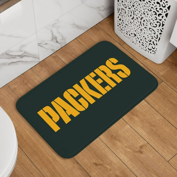 Green_Bay Crystal Velvet Lock Edge Floor Mat 40" x 60", Football Team Themed Entryway Floor Mat, Kitchen and Living Room Floor Mat for Home Decor Area Rug