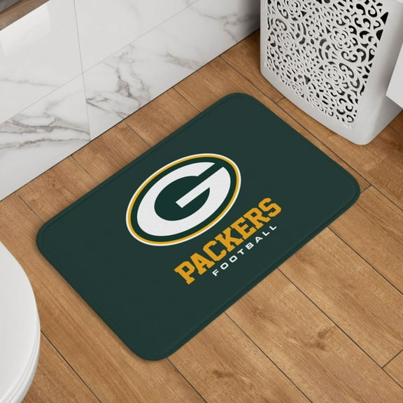 Green_Bay Crystal Velvet Lock Edge Floor Mat 40" x 60", Football Team Themed Entryway Floor Mat, Kitchen and Living Room Floor Mat for Home Decor Area Rug