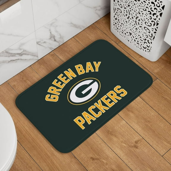 Green_Bay Crystal Velvet Lock Edge Floor Mat 40" x 60", Football Team Themed Entryway Floor Mat, Kitchen and Living Room Floor Mat for Home Decor Area Rug