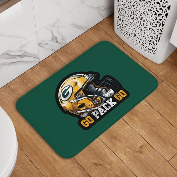 Green_Bay Crystal Velvet Lock Edge Floor Mat 40" x 60", Football Team Themed Entryway Floor Mat, Kitchen and Living Room Floor Mat for Home Decor Area Rug