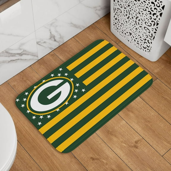 Green_Bay Crystal Velvet Lock Edge Floor Mat 40" x 60", Football Team Themed Entryway Floor Mat, Kitchen and Living Room Floor Mat for Home Decor Area Rug