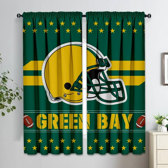 Green Bay Themed Blackout Curtain Panels, 72"Wx63"L, 2 Piece