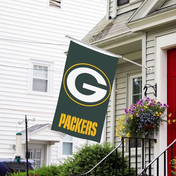 Green_Bay Custom Vertical Double Sided Flag 3x5FT, American Football Team Fans Support Victory Flag for Indoor and Outdoor Garden Wall Decoration