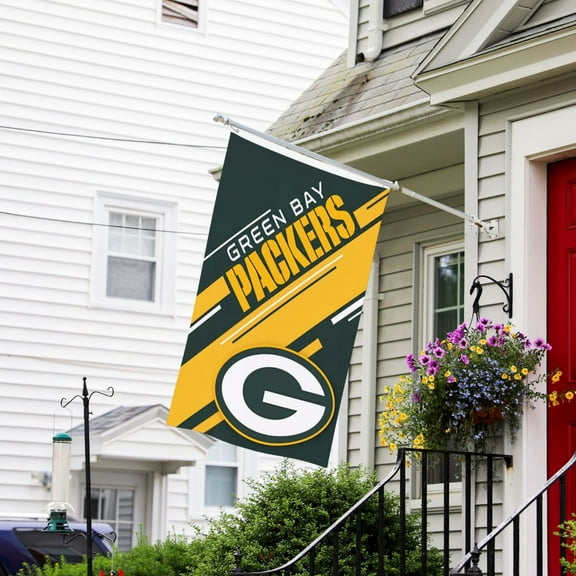 Green_Bay Custom Vertical Double Sided Flag 3x5FT, American Football Team Fans Support Victory Flag for Indoor and Outdoor Garden Wall Decoration