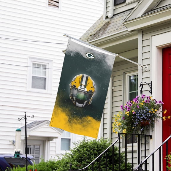 Green_Bay Custom Vertical Double Sided Flag 3x5FT, American Football Team Fans Support Victory Flag for Indoor and Outdoor Garden Wall Decoration