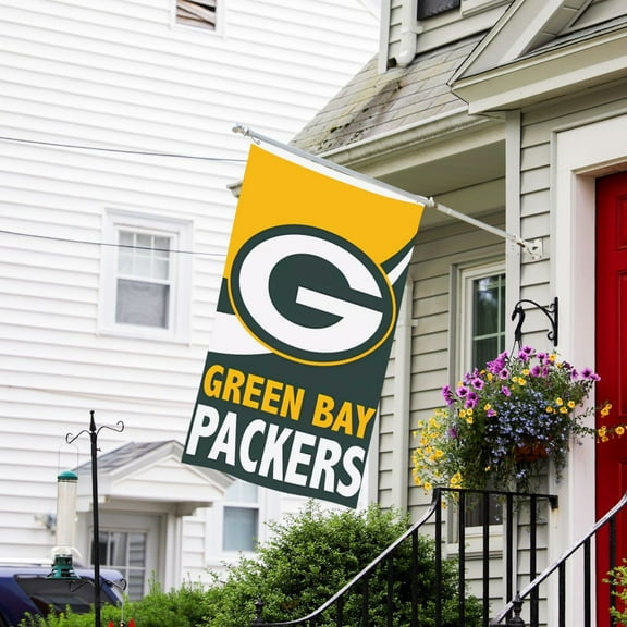 Green_Bay Custom Vertical Double Sided Flag 3x5FT, American Football Team Fans Support Victory Flag for Indoor and Outdoor Garden Wall Decoration