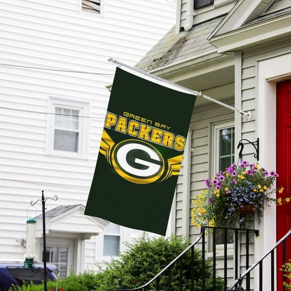 Green_Bay Custom Vertical Double Sided Flag 3x5FT, American Football Team Fans Support Victory Flag for Indoor and Outdoor Garden Wall Decoration