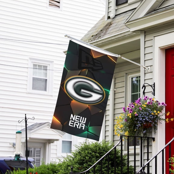 Green_Bay Custom Vertical Double Sided Flag 3x5FT, American Football Team Fans Support Victory Flag for Indoor and Outdoor Garden Wall Decoration