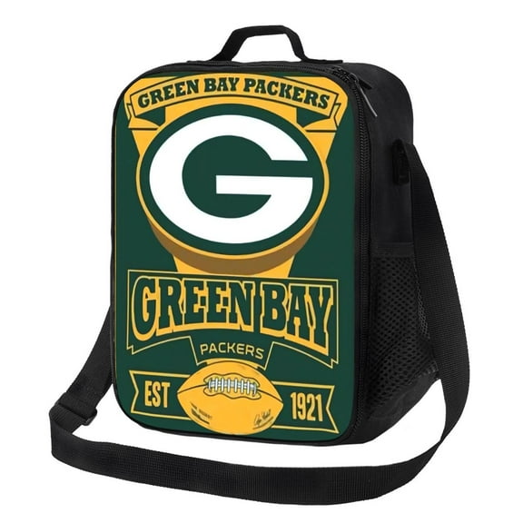 Green_Bay Custom lunch box, multifunctional cooler insulated lunch bag, football team themed food storage bag can be carried by hand or crossbody, suitable for sch_ool, office, picnic, travel