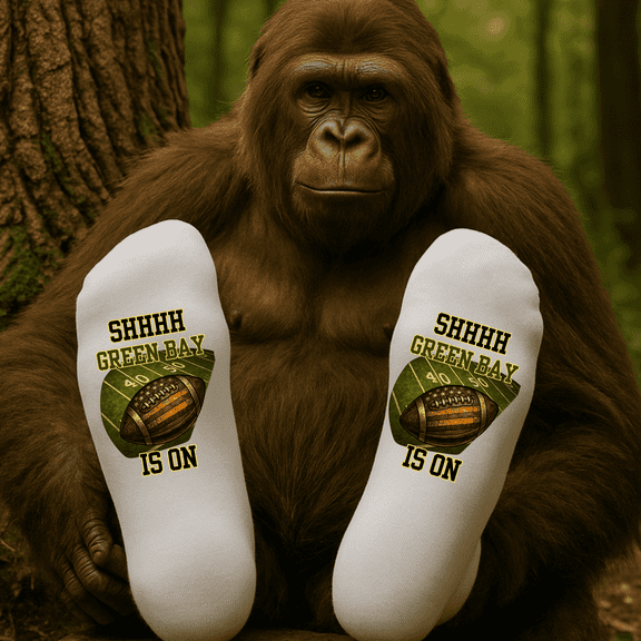 Football Fan Socks, SHHHH, The Game Is On. Football Socks. Green Bay,