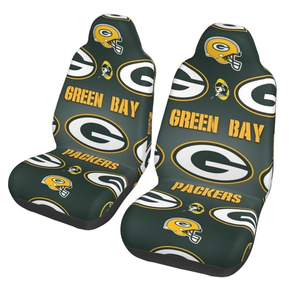 Green_Bay Football Team Print Car Seat Covers Set of 2 , Universal Auto Front Seats Protector Fan Gift, Suitable for Car,automobiles, SUV, Trucks, vans, etc.