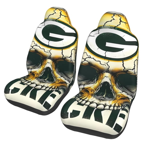 Green_Bay Football Team Print Car Seat Covers Set of 2 , Universal Auto Front Seats Protector Fan Gift, Suitable for Car,automobiles, SUV, Trucks, vans, etc.