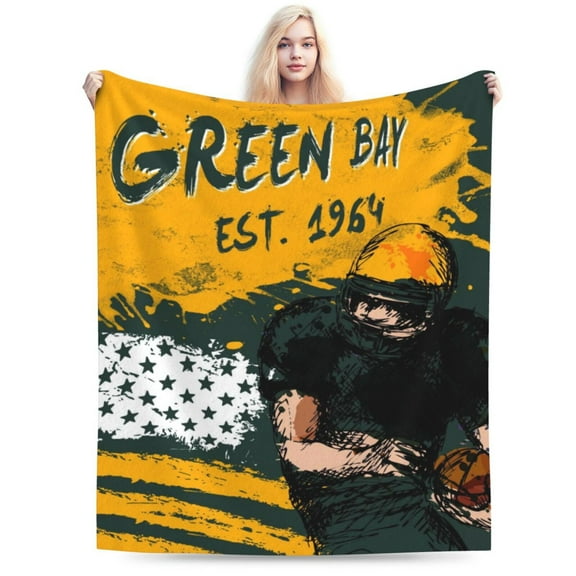 Green Bay Football Throw Blanket, Soft Lightweight Plush Warm Blankets For Men And Women, Sports Fan Gifts Bed Tapestry For Sofa, Travel 50"X40"