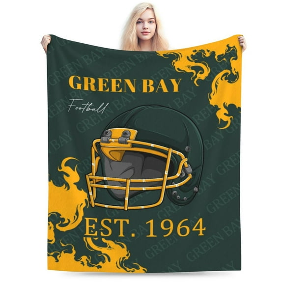 Green Bay Football Throw Blanket, Soft Lightweight Plush Warm Blankets For Men And Women, Sports Fan Gifts Bed Tapestry For Sofa, Travel 50"X40"