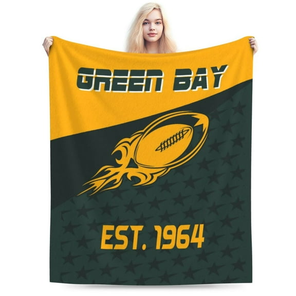 Green Bay Football Throw Blanket, Soft Lightweight Plush Warm Blankets For Men And Women, Sports Fan Gifts Bed Tapestry For Sofa, Travel 50"X40"