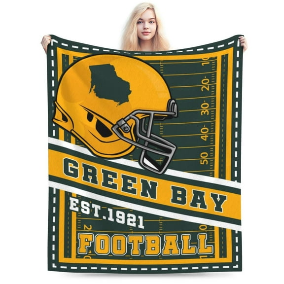 Green Bay Football Throw Blanket, Soft Lightweight Plush Warm Blankets For Men And Women, Sports Fan Gifts Bed Tapestry For Sofa, Travel 50"X40"
