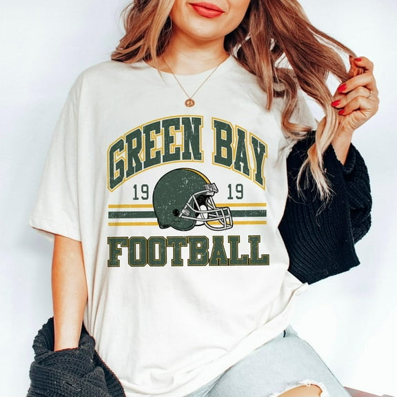 Green Bay Football Vintage 90s Style T-shirt, Green Bay Football Shirt, Sunday Football Shirt,,White Color,Size M