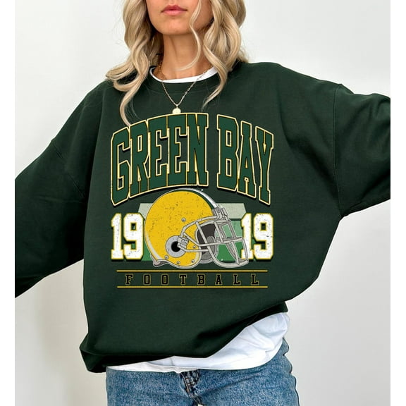 Green Bay Football Vintage Style Sweatshirt, Retro Green Bay Varsity Crewneck Shirt, Sunday Football,Forest Green color,size 4XL