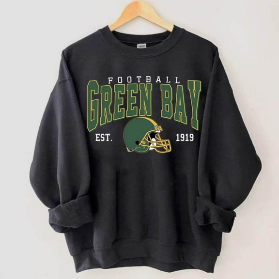 Green Bay Football Vintage Style Sweatshirt, Retro Style 90s Unisex Crewneck, Gift For Football Fan Sport Tee,Black color,size L