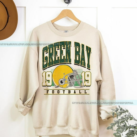 Green Bay Football Vintage Sweatshirt, Packer Football Sweatshirt ,Sand Color,Size 2XL