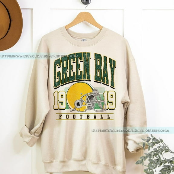 Green Bay Football Vintage Sweatshirt, Packer Football Sweatshirt ,Sand Color,Size M