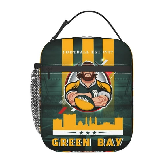 Green Bay Insulated Lunch Bag Lunchbox For Women Men, Portable Leakproof Cute Tote Cooler Meal Bag, Reusable Lunch Container For Work/Office/Picnic/Travel