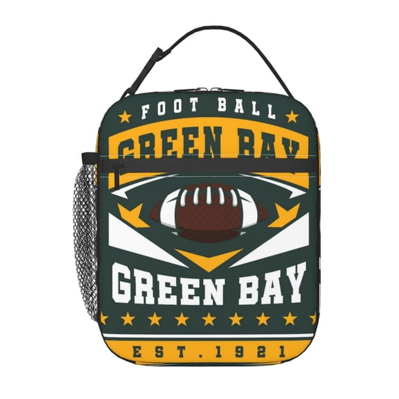 Green Bay Insulated Lunch Bag Lunchbox For Women Men, Portable Leakproof Cute Tote Cooler Meal Bag, Reusable Lunch Container For Work/Office/Picnic/Travel