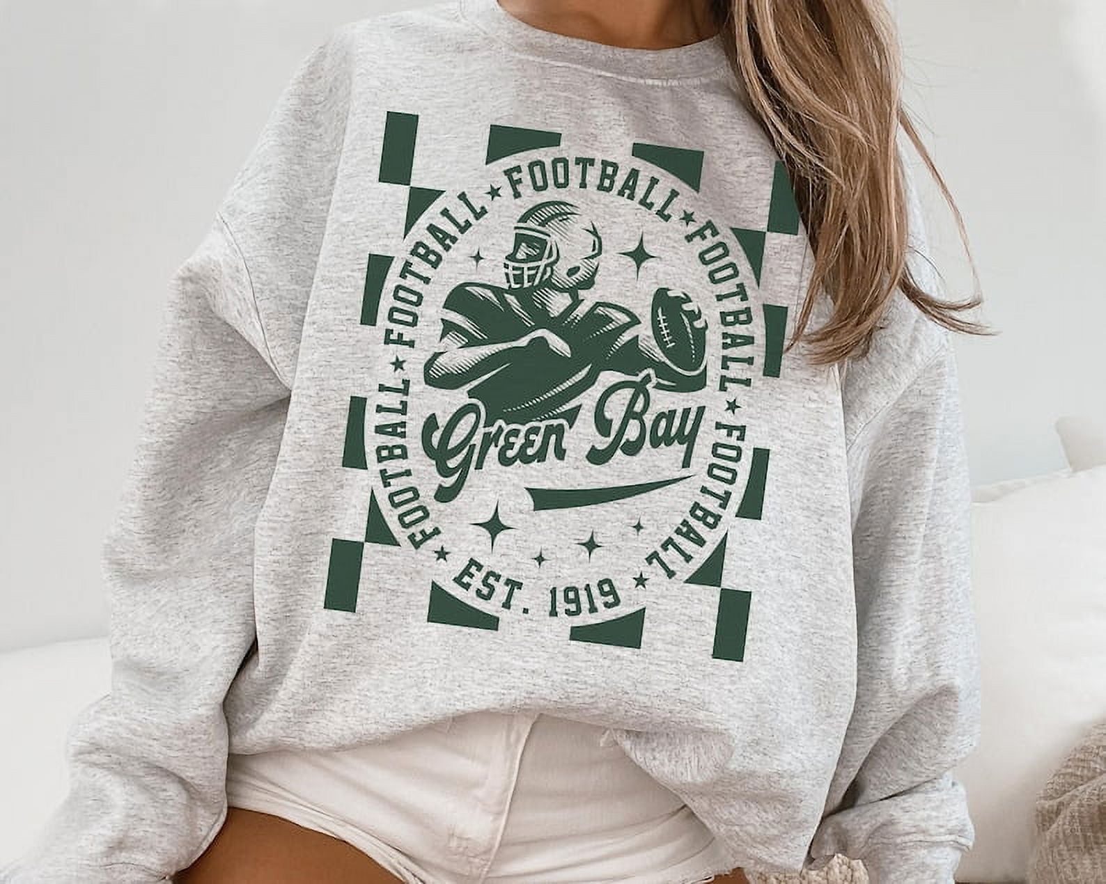 Green Bay Packer Football Crewneck Sweatshirt, Packers Sweatshirt