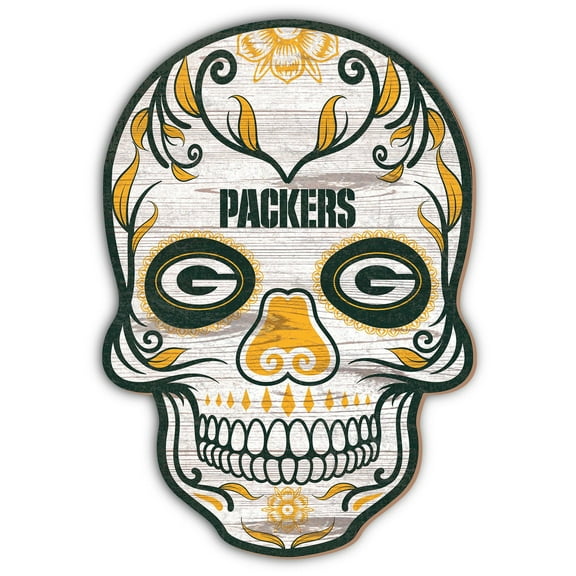 Green Bay Packers 12'' Sugar Skull Sign