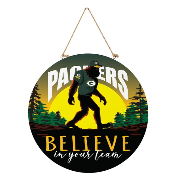 Green Bay Packers 18" Bigfoot "Believe in Yourself" Team Logo Wood Round Door Sign