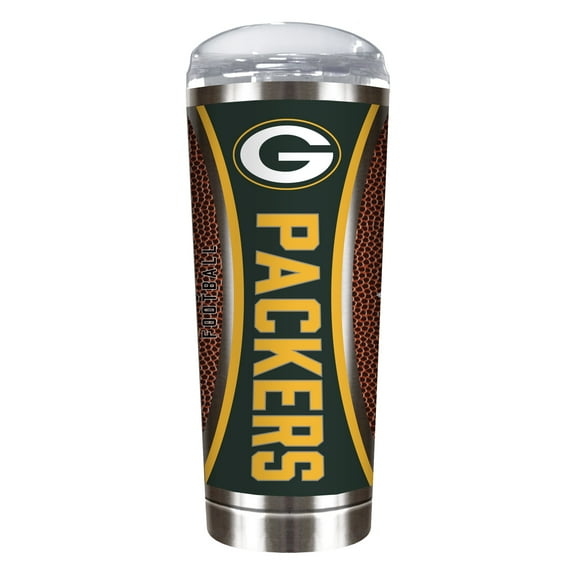 Green Bay Packers 18 ounce vacuum insulated stainless steel team tumbler with Gameball graphic wrap