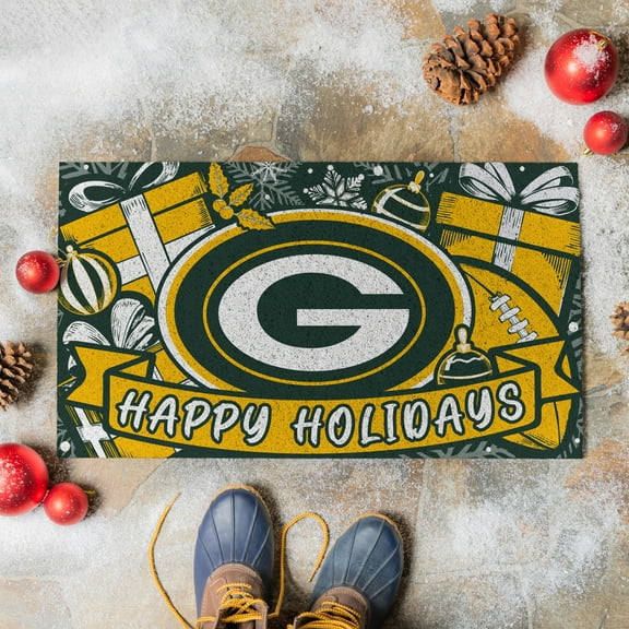 Green Bay Packers 28" x 16" Happy Holidays Christmas Turf Door Mat