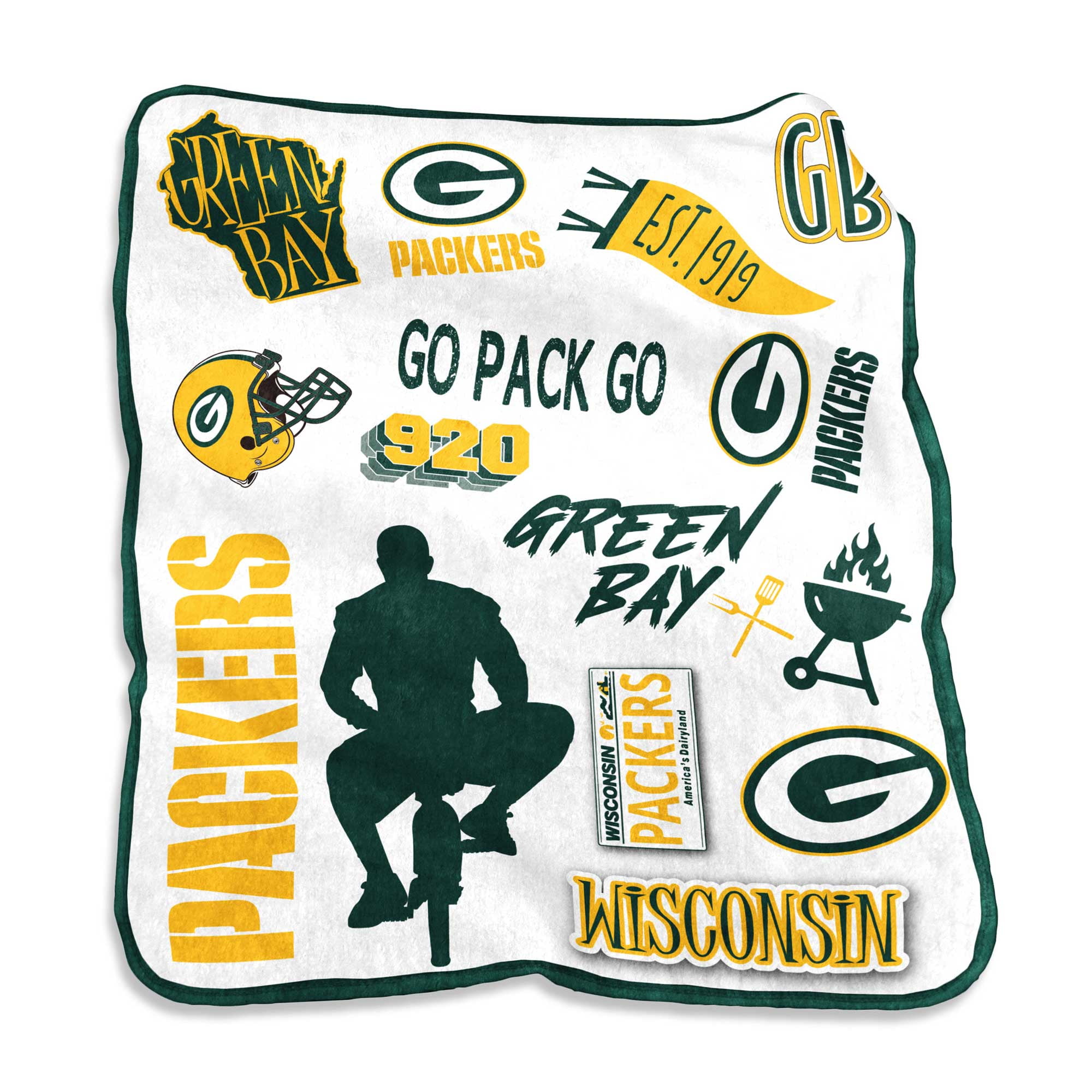 Green Bay Packers 50 x 60 Native Raschel Plush Throw Blanket 