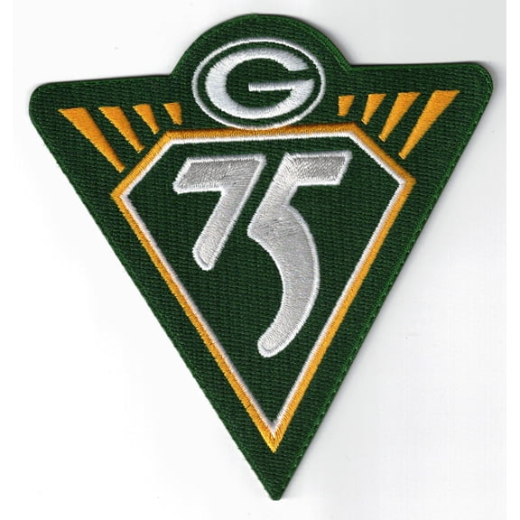 Green Bay Packers 75th Anniversary green Embroidered 4.5in Iron / Sew-On Patch