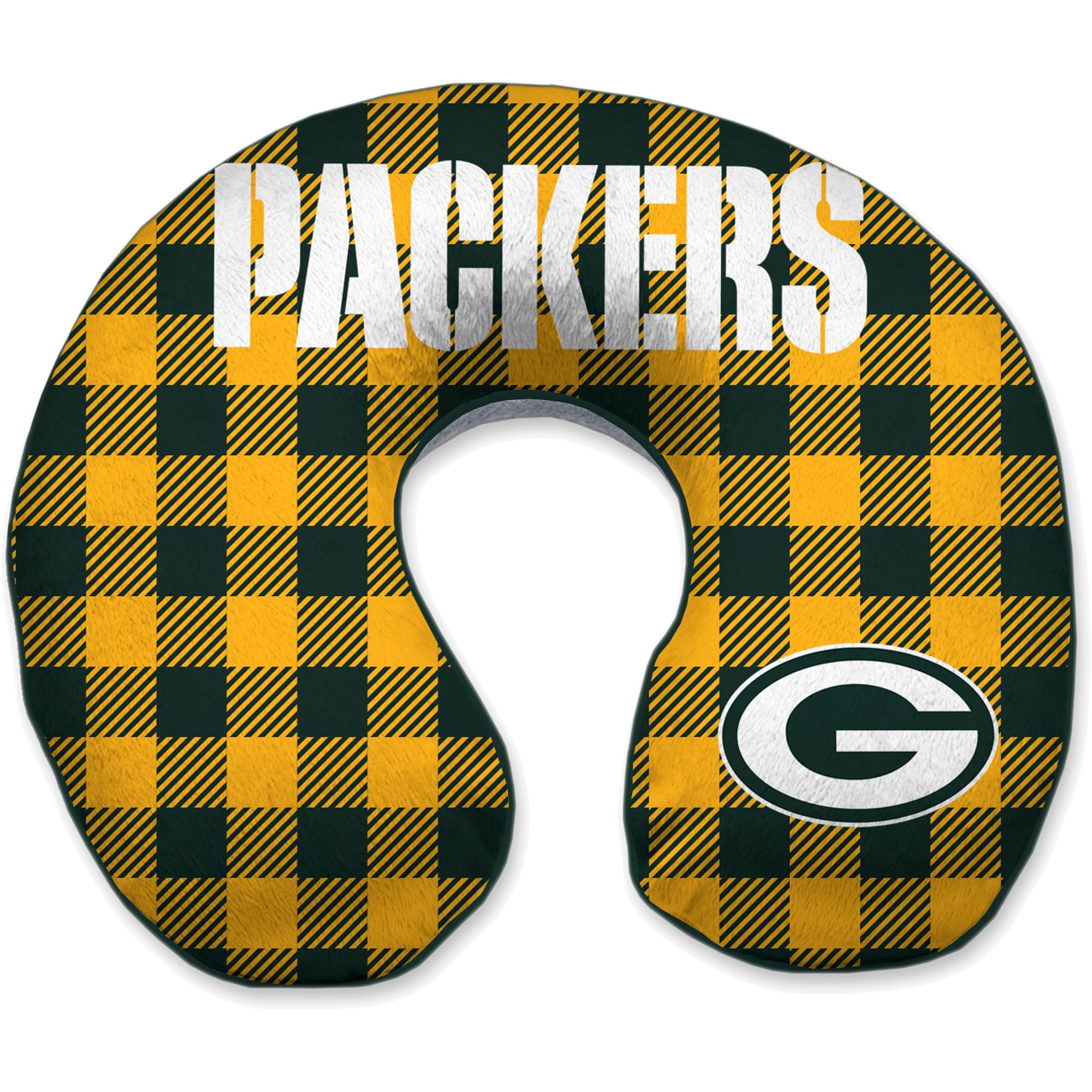 Green Bay Packers Buffalo Check Sherpa Memory Foam Travel Pillow