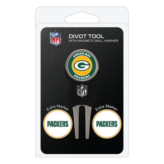 Team Golf NFL GREEN BAY PACKERS Divot Tool Pack With 3 Golf Ball Markers