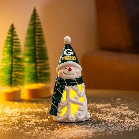 Green Bay Packers LED 8" Snowman Lit Garden Statue