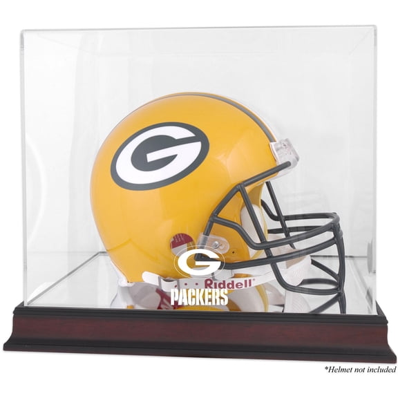Green Bay Packers Mahogany Helmet Logo Display Case with Mirror Back