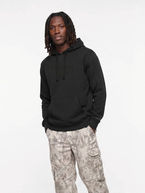 Reebok Mens Black 3D Embroidered Hooded Sweatshirt